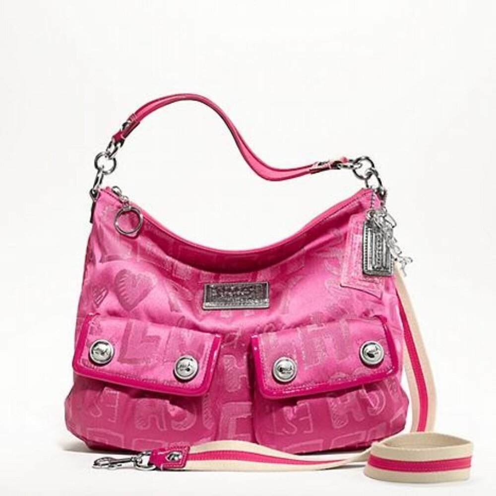 Rare Coach Poppy Storypatch Pink Shoulder Bag Purse